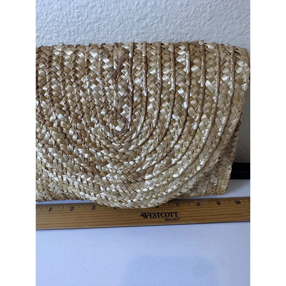 Straw Woven Clutch Bag Womens OS Tan Natural Boho‎ Coastal Cottagecore Neutral